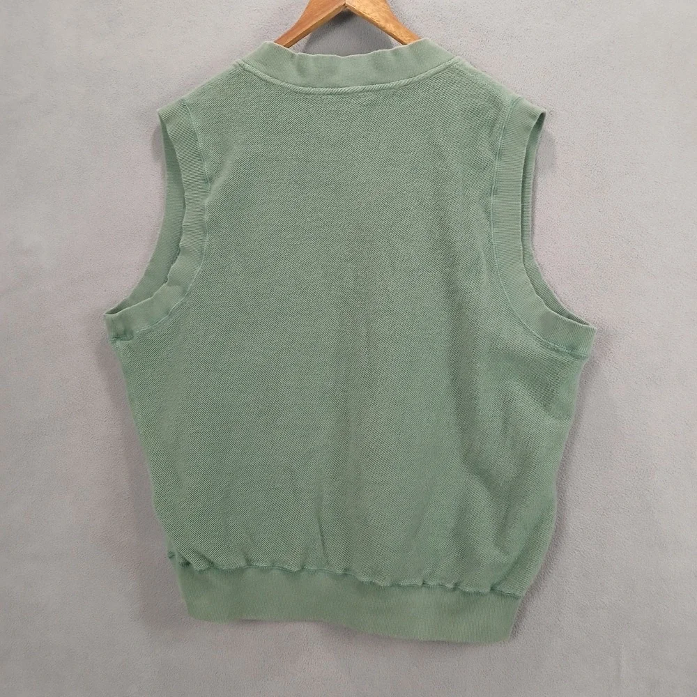 Reebok Golf‎ Tank Sweater Mens Large Green Cotton Tight Knit V Neck Performance